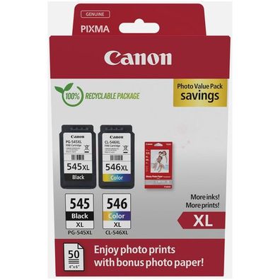 Original Canon PG-545XL & CL-546XL 8286B011 Tinte Multipack schwarz color 2 Stück in