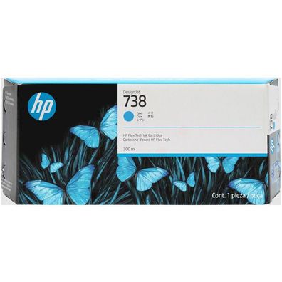 Original HP 738 676M6A Tinte cyan