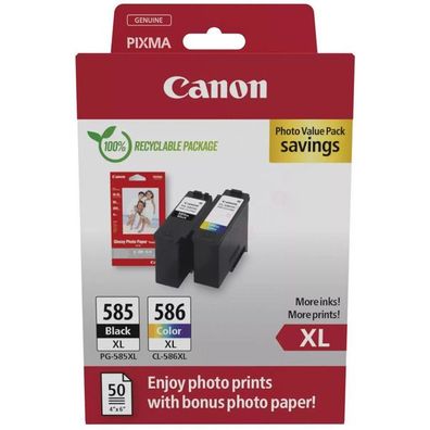 Original Canon PG-585XL & CL-586XL 6204C005 Tinte Multipack schwarz color 2 Stück in