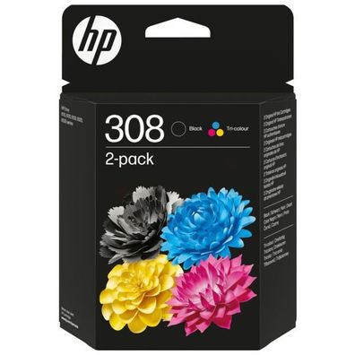 Original HP 308 6L6S6UE Tinte Multipack schwarz color 2 Stück