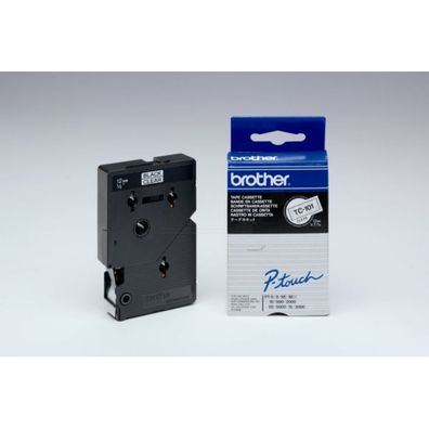 Original Brother TC-101 Schriftband schwarz auf transparent 12mm x 77m