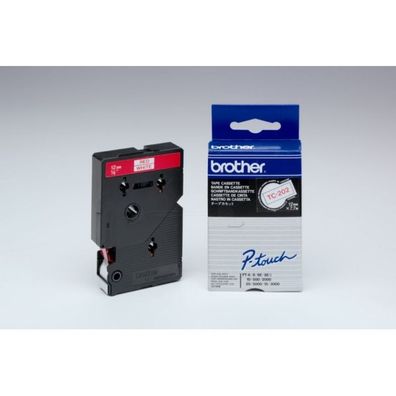 Original Brother TC-202 Schriftband rot auf weiß 12mm x 77m