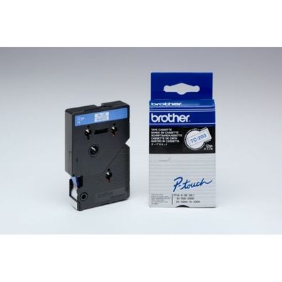 Original Brother TC-203 Schriftband blau auf weiß 12mm x 77m