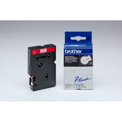 Original Brother TC-292 Schriftband rot auf weiß 9mm x 77m