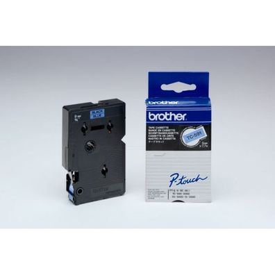 Original Brother TC-591 Schriftband schwarz auf blau 9mm x 77m