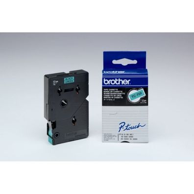 Original Brother TC-701 Schriftband schwarz auf grün 12mm x 77m