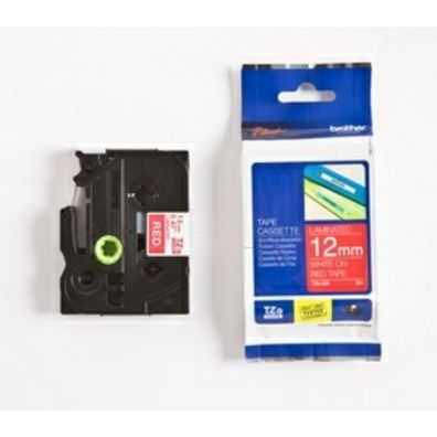 Original Brother TZE-435 Schriftband weiß auf rot 12mm x 8m