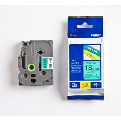 Original Brother TZE-741 Schriftband schwarz auf grün 18mm x 8m