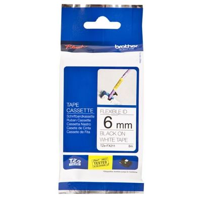 Original Brother TZE-FX211 Schriftband schwarz auf weiß 6mm x 8m
