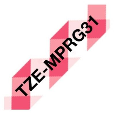 Original Brother TZE-MPRG31 Schriftband schwarz auf rot kariert 12mm x 4m