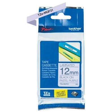 Original Brother TZE-MQF31 Schriftband schwarz auf pastelllila 12mm x 4m