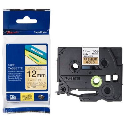 Original Brother TZE-PR831 Schriftband schwarz auf glitzergold 12mm x 8m