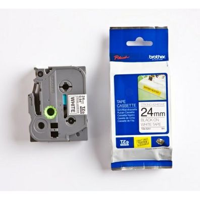 Original Brother TZE-S251 Schriftband schwarz auf weiß 24mm x 8m extra stark klebend