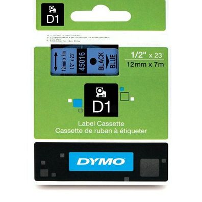 Original Dymo S0720560 45016 Etiketten schwarz auf blau 12mm x 7m