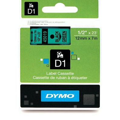 Original Dymo S0720590 45019 Etiketten schwarz auf grün 12mm x 7m