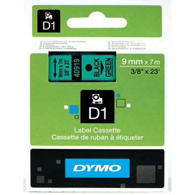 Original Dymo S0720740 40919 Etiketten schwarz auf grün 9mm x 7m
