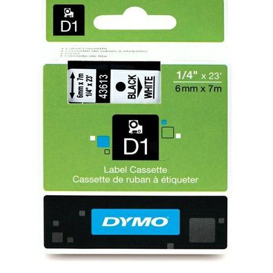 Original Dymo S0720780 43613 Etiketten schwarz auf weiß 6mm x 7m