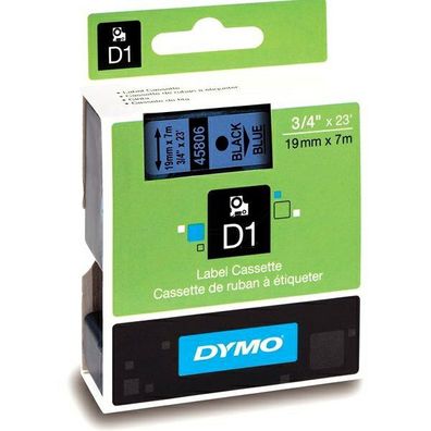 Original Dymo S0720860 45806 Etiketten schwarz auf blau 19mm x 7m