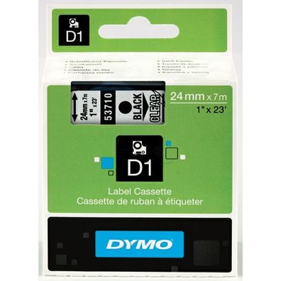 Original Dymo S0720920 53710 Etiketten schwarz auf transparent 24mm x 7m