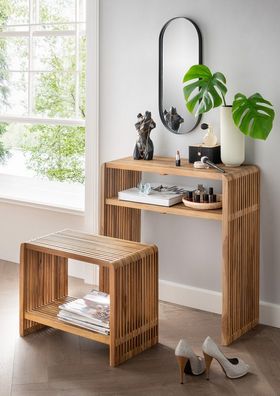 Konsolentisch & Sitzbank "Woody" recyceltes Teakholz
