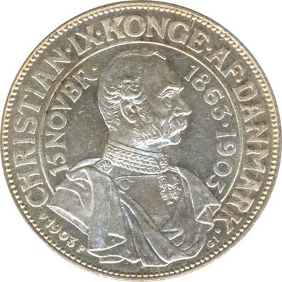 Dänemark 2 Kroner 1903 40. Regierungsjubiläum von Christian IX. Silber*