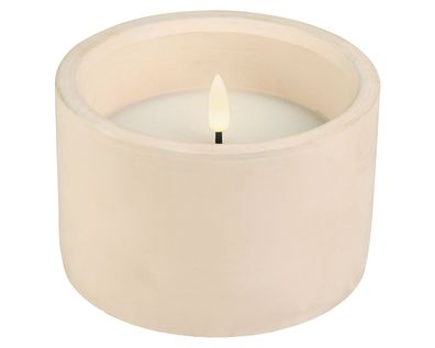 LED Kerze mit Timer 12x8cm Wachs Beton Weiß / Warmweiß