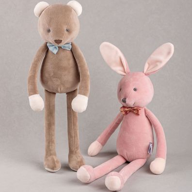 BobyBobo Plüschspielzeug Hase und Bär mit Fliege 39 cm Kuschelige Stofftiere