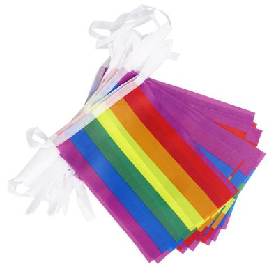 Regenbogen Fahnenkette | LGBT Flaggen Girlande | CSD Regenbogenbanner 13m Länge