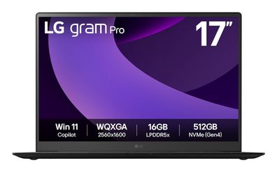 LG gram 17" Pro Core Ultra 7 255H 32GB/2TB RTX5050 Win11 schwarz 17Z90TR-E. AD8BG