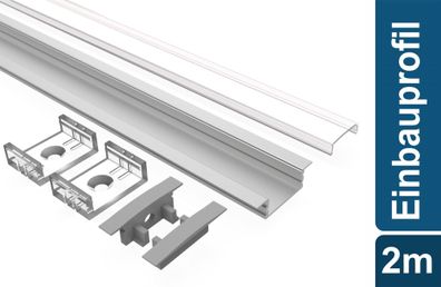 Led Alu Profil 2 m EF Set Strip / Streifen 12 mm breit | Abdeckung mattiert