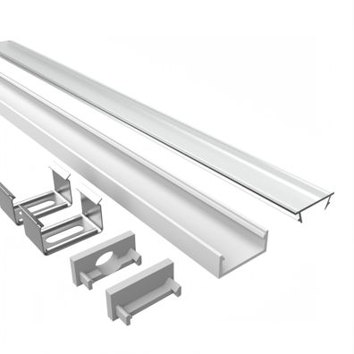 Led Alu Profil 2 m AH2 weiß Strip / Streifen 12 mm breit | Abdeckung transparent
