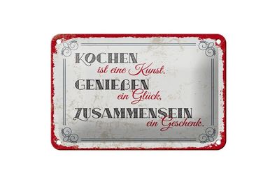 Blechschild Kochen ist eine Kunst Zusammen, lande ich in Küche, 4 verschied Größen