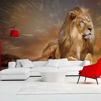Vlies Fototapete Wandtapete Wandbilder 3D Effekt Luxus Löwe 6493