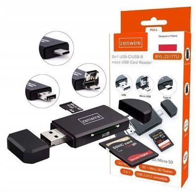 SD-Kartenleser Adapter 5-in-1 USB-Flash-Laufwerk Micro USB-C OTG Zenwire BYL-2217TU