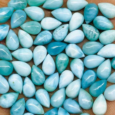 2 Stück naturale Larimar Birne Cabochon ca. 5 x 8 mm (L22102141)