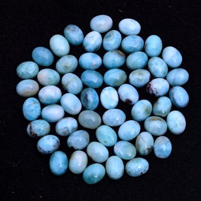 2 Stück naturale Larimar ovale Cabochon ca. 8 x 10 mm (L22102142)