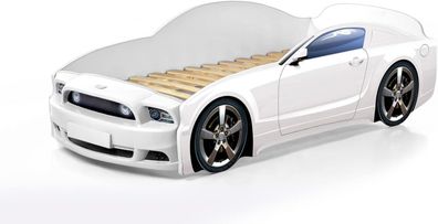 Best For Kids Autobett MG Plus Weiß - Kinderbett Jugendbett mit Lattenrost 70x160 cm