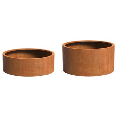 Adezz Circum mit Rollen Pflanzgefäß aus Corten-Stahl Pflanzkübel Blumentopf
