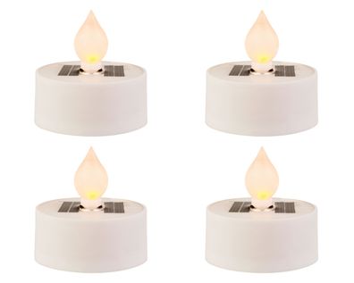 Solar LED Teelicht Outdoor 5x2cm Kunststoff Weiß / Warmweiß 4er Set