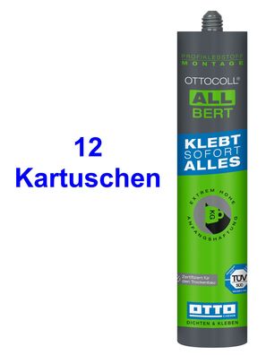 12x Ottocoll Allbert Hybrid Klebstoff 290 ml - Profi Montagekleber Holz Metall Stein