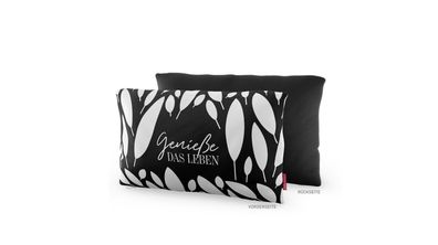 LaVida Kuschelkissen für Dich Genieße das Leben (schwarz-weiß)
