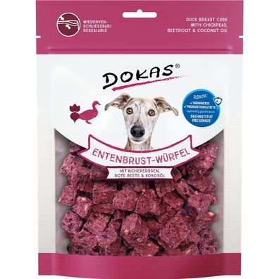 Dokas Dog Entenbrust Würfel, Kichererbsen, Rote Beete 8 x 150g