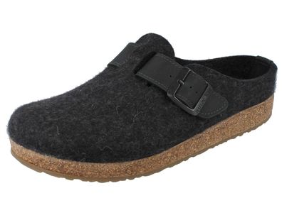 Haflinger Grizzly Chicago Herren Hausschuhe Clog grau graphit Wollfilz