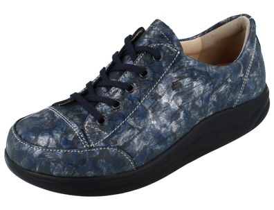 FINN Comfort Finnamic Ikebukuro Damen Schnürschuhe marine blau silber Nubukleder