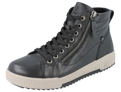 RIEKER Damen Sneaker knöchelhoch schwarz Glattleder
