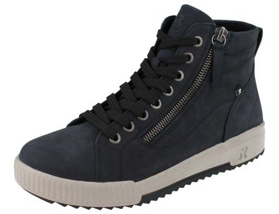 RIEKER Damen Sneaker knöchelhoch dunkelblau Nubukleder