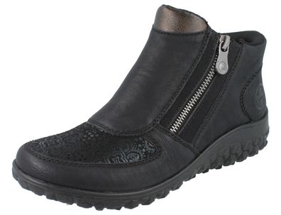 RIEKER Ready2GO Damen Kurzstiefel schwarz Textil Kunstleder