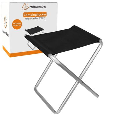 Faltbarer Campinghocker Aluminium 40x40 cm - Leichter Klappstuhl bis 100 kg
