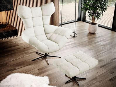 Sessel Sensi mit Füßbank Relaxsessel Modern Stilvoll Wohnzimmer Schaukelfunktion