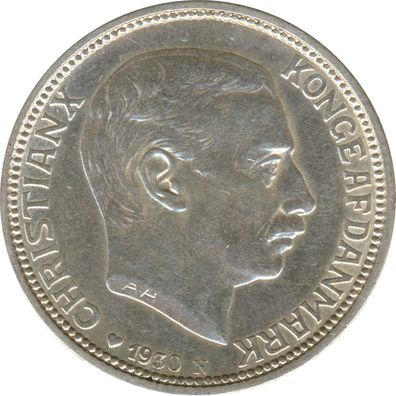 Dänemark 2 Kroner 1930 Geburtstag von Christian X. Silber*